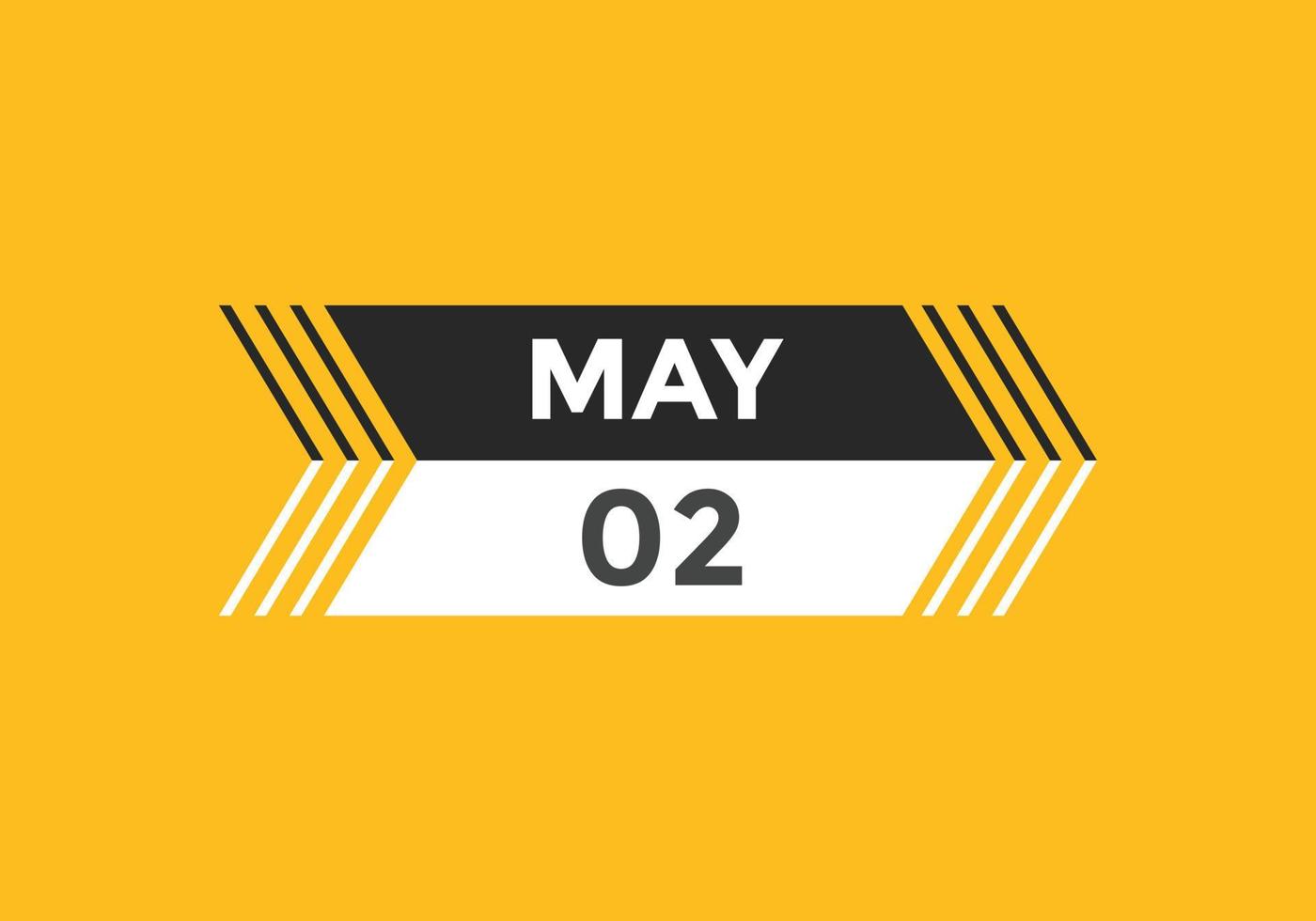 Maj 2 kalender påminnelse. 2:a Maj dagligen kalender ikon mall. kalender 2:a Maj ikon design mall. vektor illustration