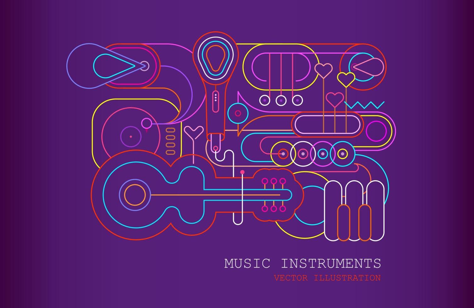 Musikinstrumente Strichzeichnungen Silhouetten vektor