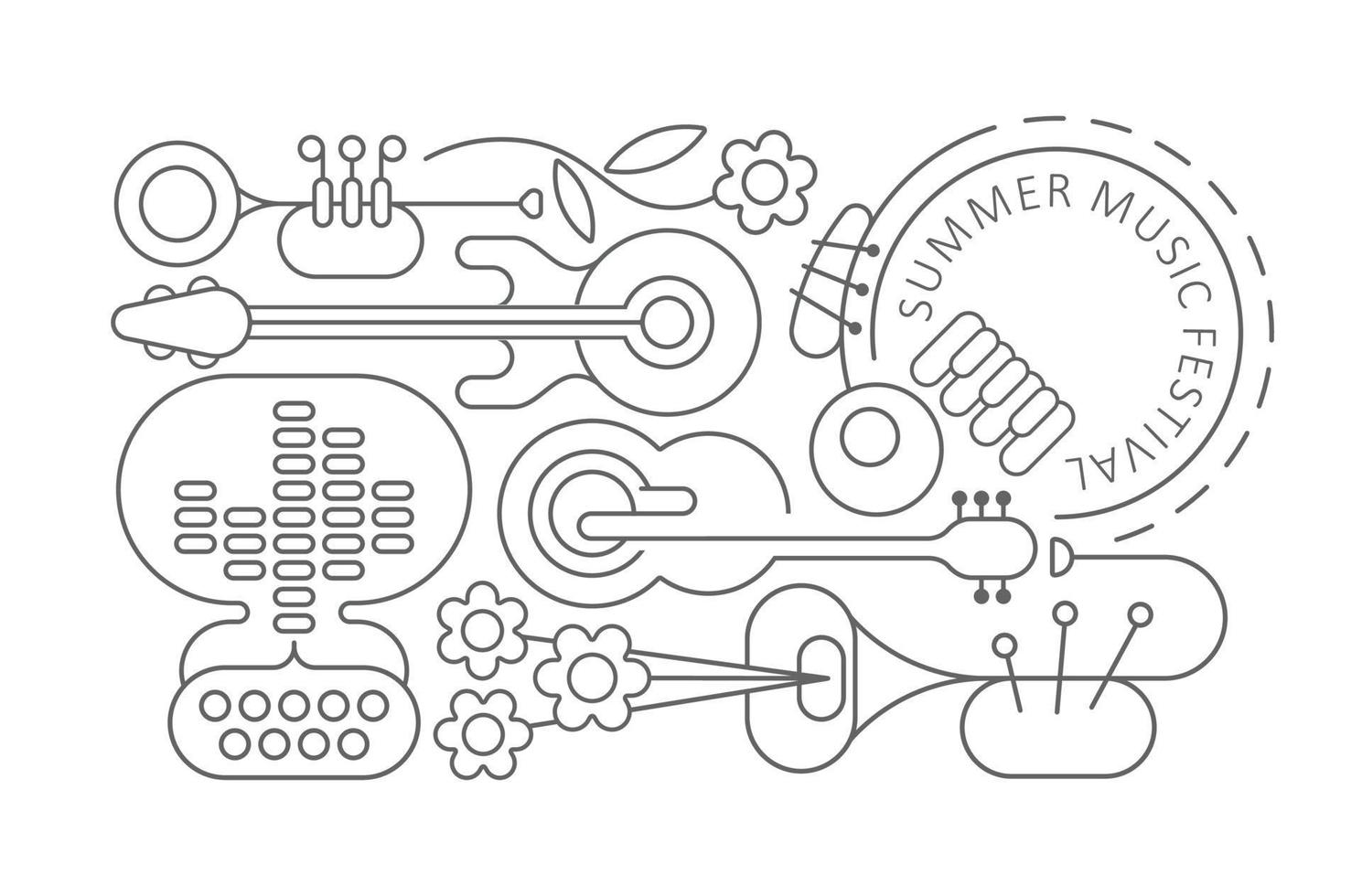 sommar musik festival linje konst vektor