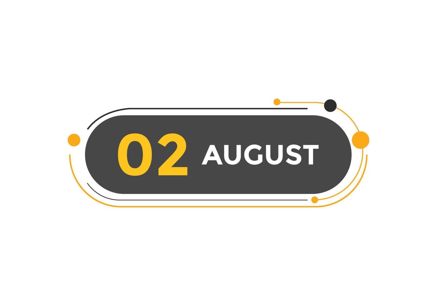 2. August Kalendererinnerung. 2. august tägliche kalendersymbolvorlage. Kalender 2. August Icon-Design-Vorlage. Vektor-Illustration vektor
