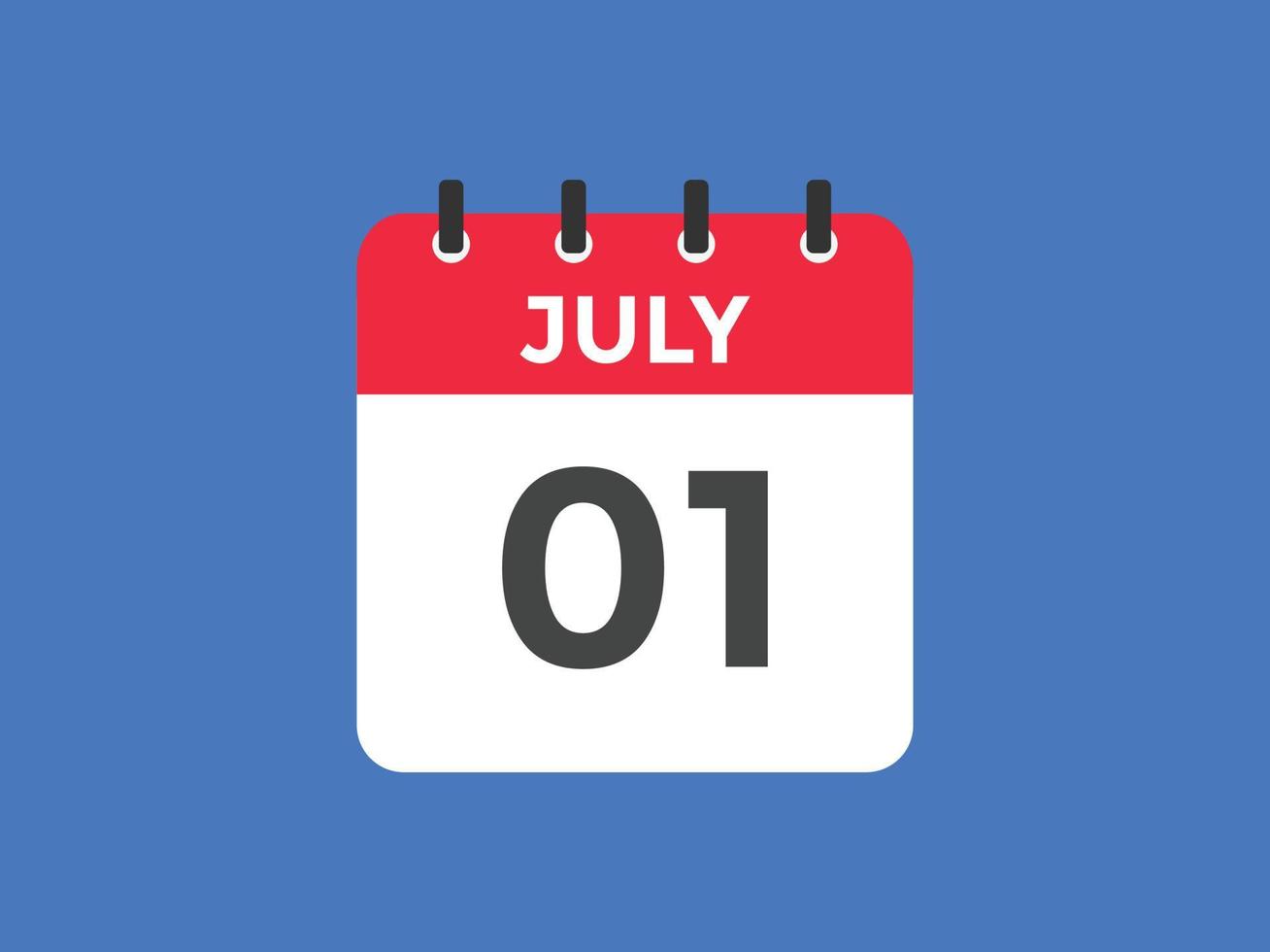 juli 1 kalender påminnelse. 1:a juli dagligen kalender ikon mall. kalender 1:a juli ikon design mall. vektor illustration