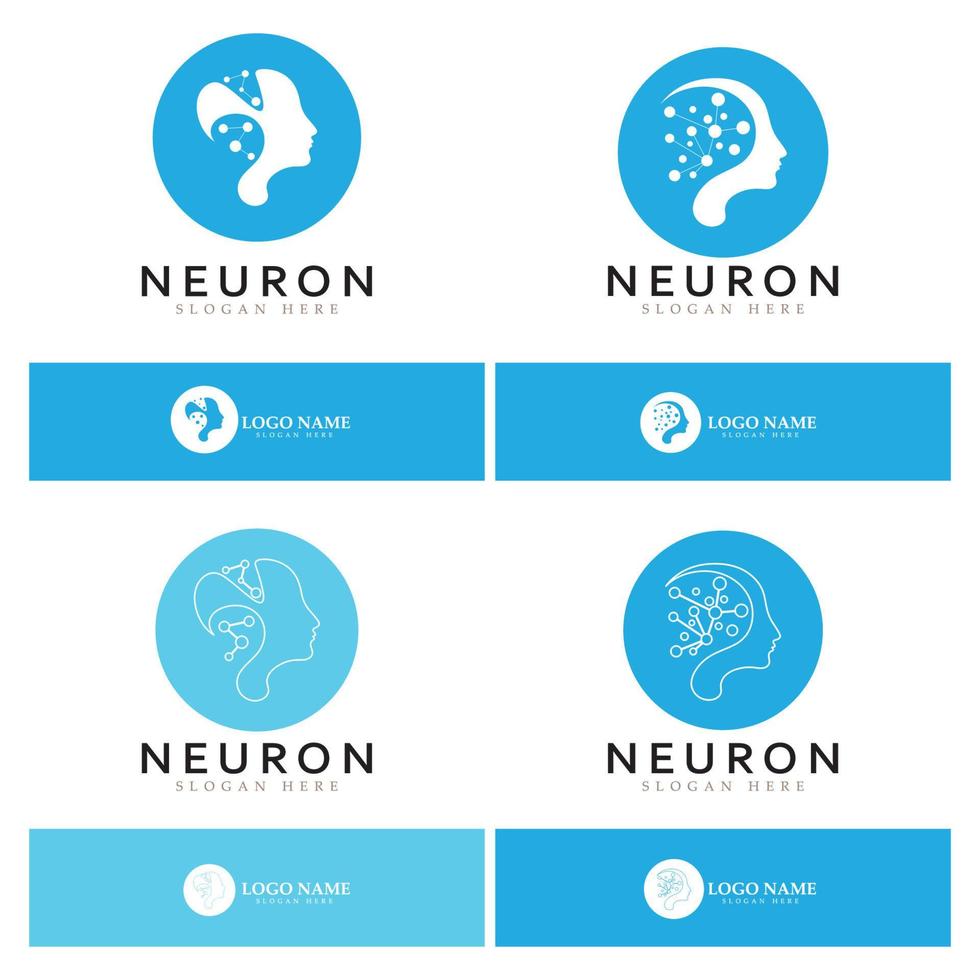 neuron logotyp eller nervcell logotyp design, molekyl logotyp illustration mall ikon med vektor koncept