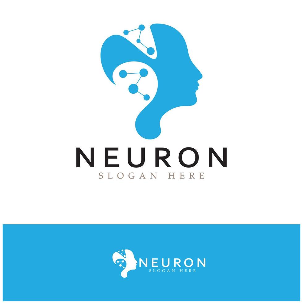 neuron logotyp eller nervcell logotyp design, molekyl logotyp illustration mall ikon med vektor koncept