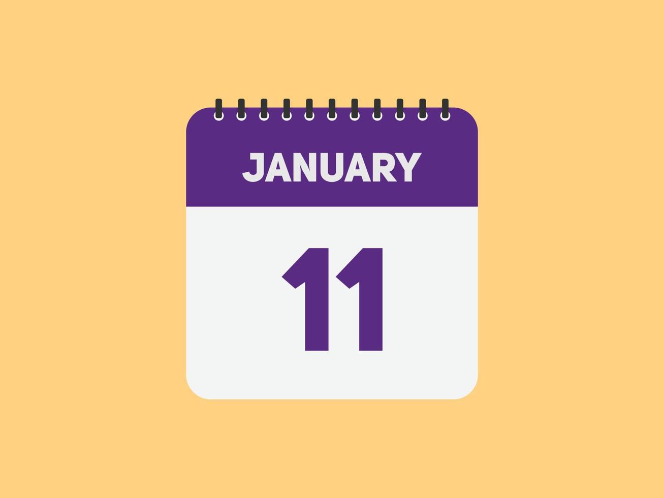 11. januar kalender erinnerung. 11. januar tägliche kalendersymbolvorlage. Kalender 11. Januar Icon-Design-Vorlage. Vektor-Illustration vektor