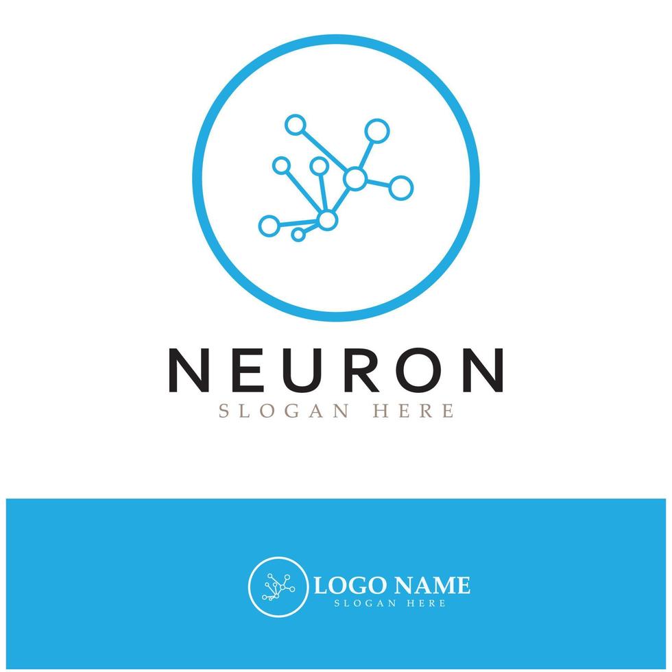 neuron logotyp eller nervcell logotyp design, molekyl logotyp illustration mall ikon med vektor koncept