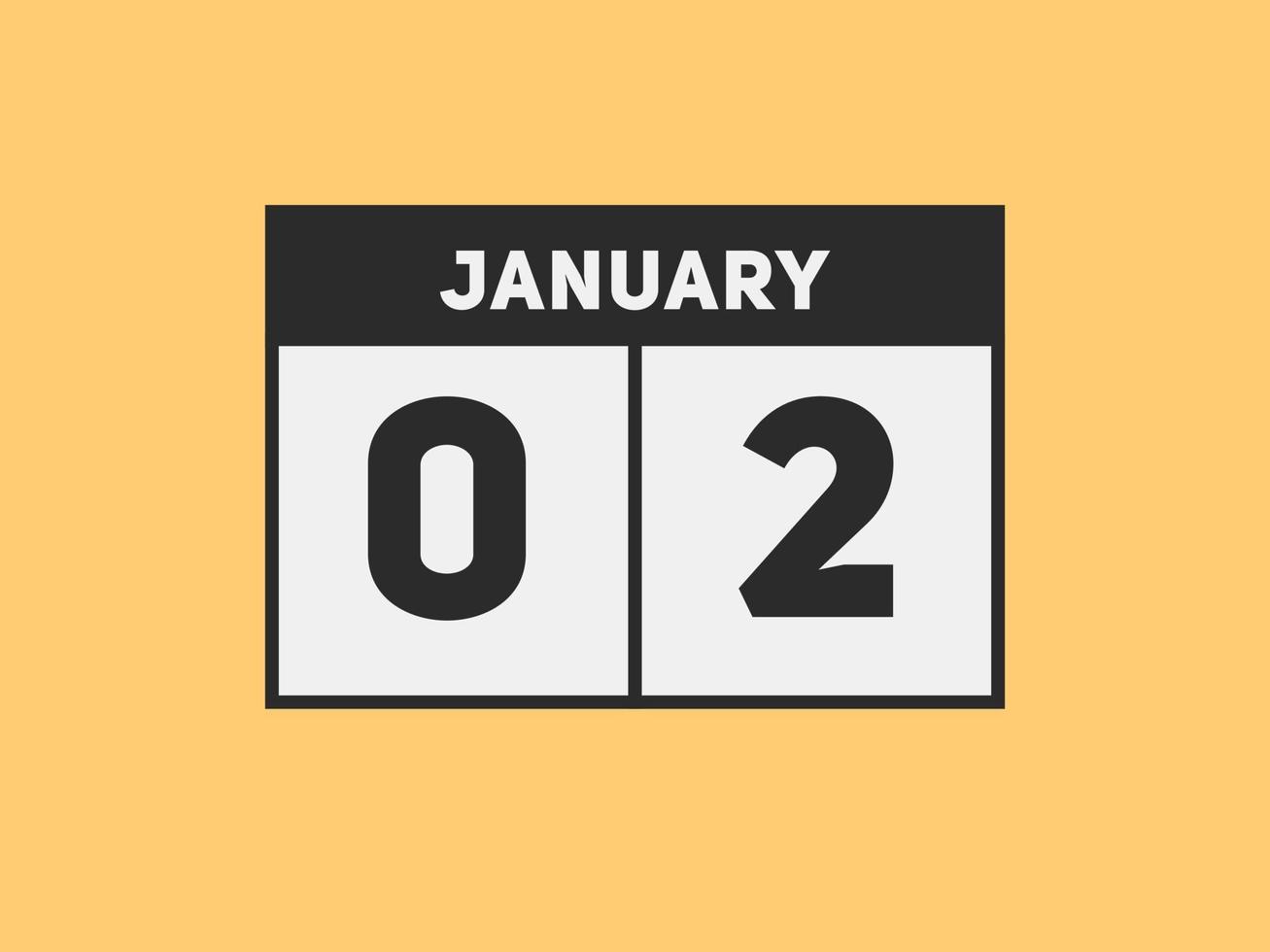 2. januar kalender erinnerung. 2. januar tägliche kalendersymbolvorlage. Kalender 2. Januar Icon-Design-Vorlage. Vektor-Illustration vektor