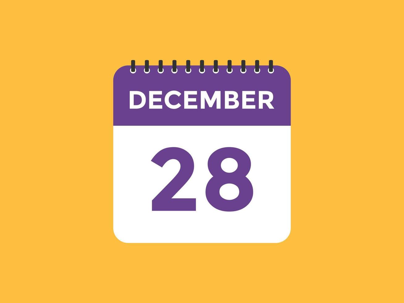28. dezember kalendererinnerung. 28. dezember tägliche kalendersymbolvorlage. Kalender 28. Dezember Icon-Design-Vorlage. Vektor-Illustration vektor