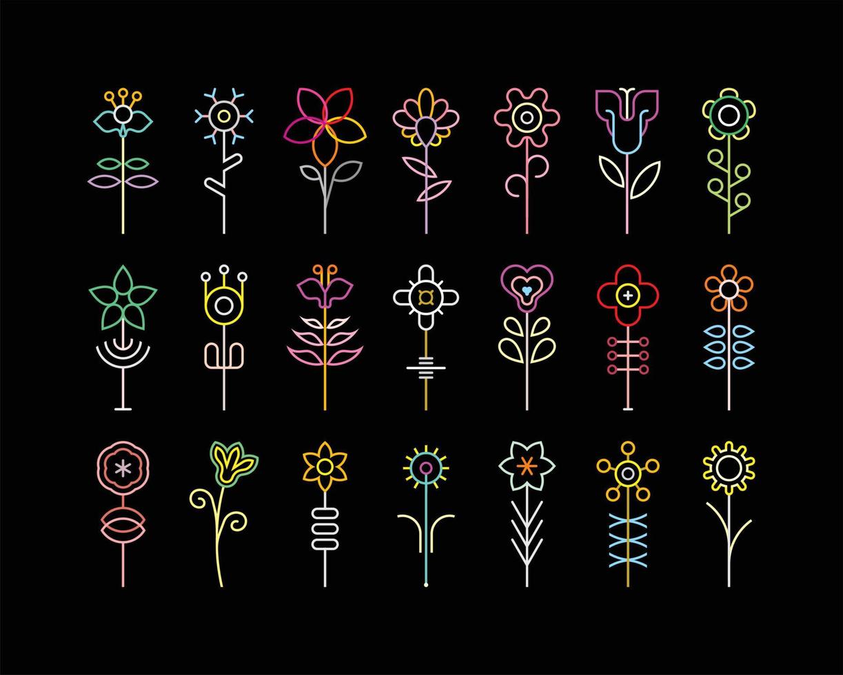 Neon-Blumen-Symbole vektor