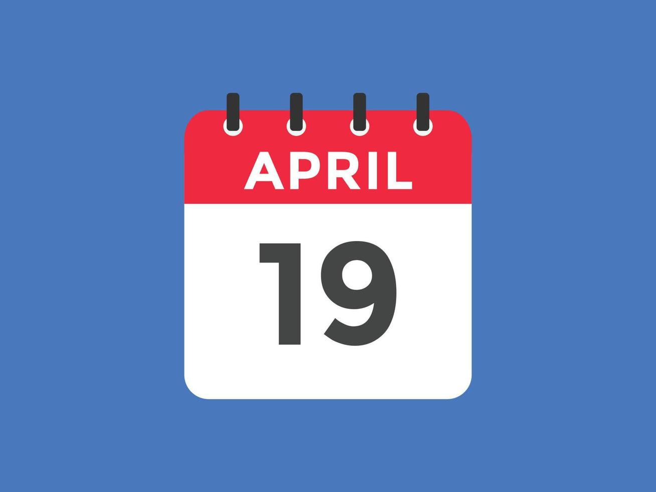 april 19 kalender påminnelse. 19:e april dagligen kalender ikon mall. kalender 19:e april ikon design mall. vektor illustration