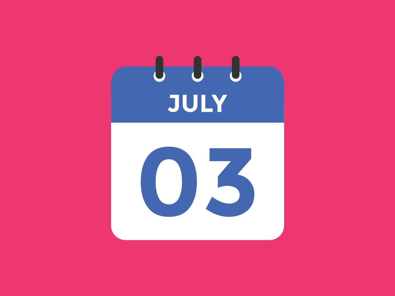 juli 3 kalender påminnelse. 3:e juli dagligen kalender ikon mall. kalender 3:e juli ikon design mall. vektor illustration