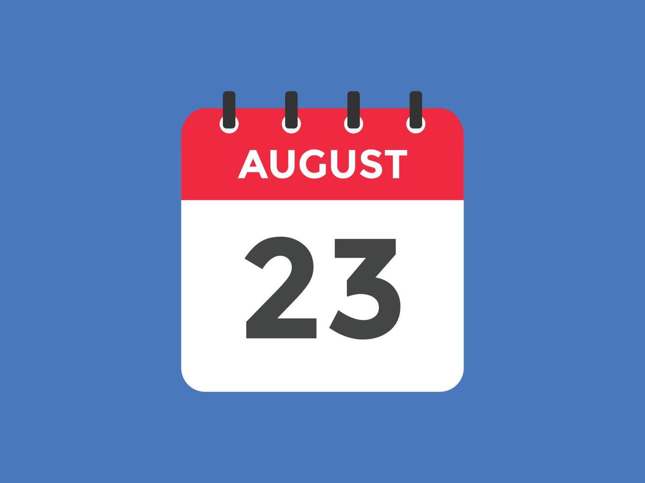 augusti 23 kalender påminnelse. 23: e augusti dagligen kalender ikon mall. kalender 23: e augusti ikon design mall. vektor illustration
