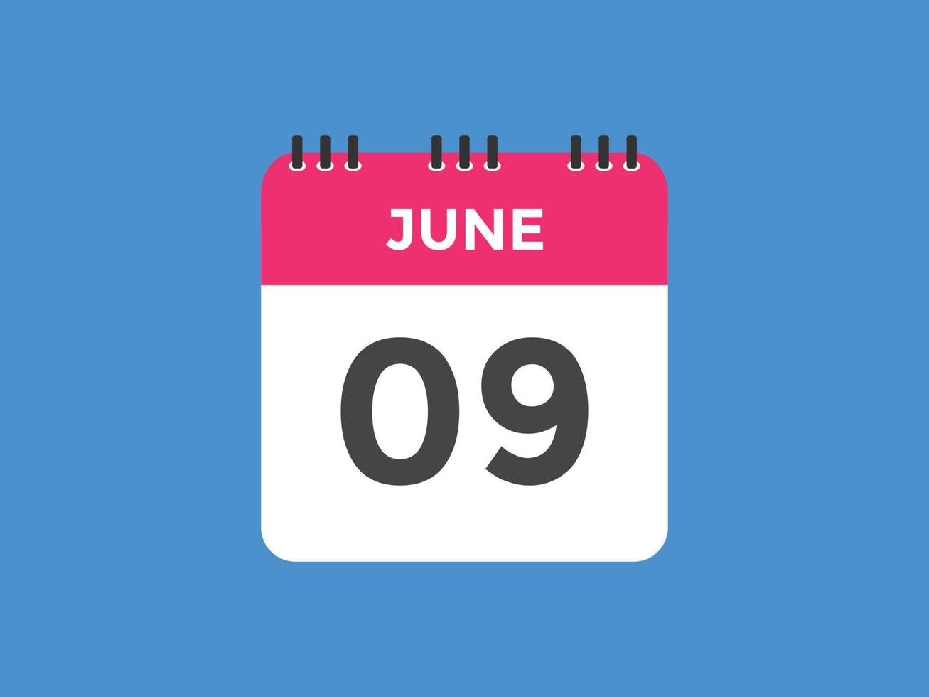 9. juni kalendererinnerung. 9. juni tägliche kalendersymbolvorlage. Kalender 9. Juni Icon-Design-Vorlage. Vektor-Illustration vektor