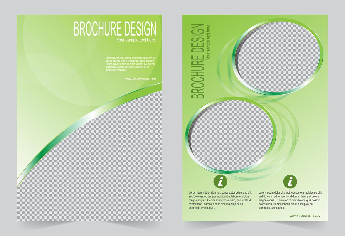grön omslag mall designuppsättning med fotoramar vektor