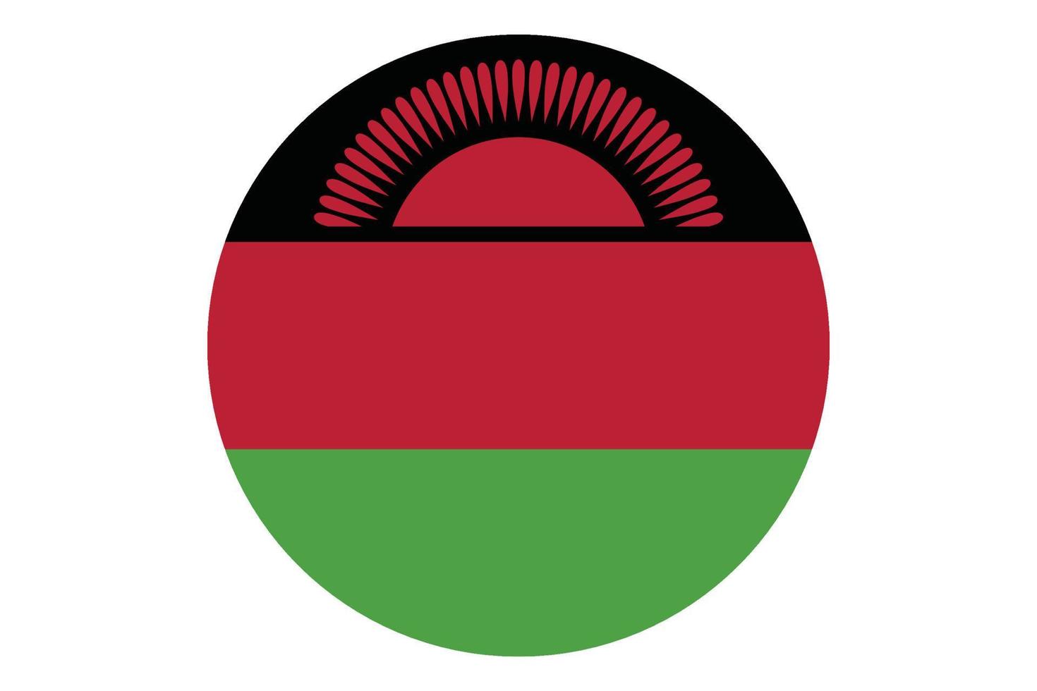 Kreis Flaggenvektor von Malawi auf weißem Hintergrund. vektor