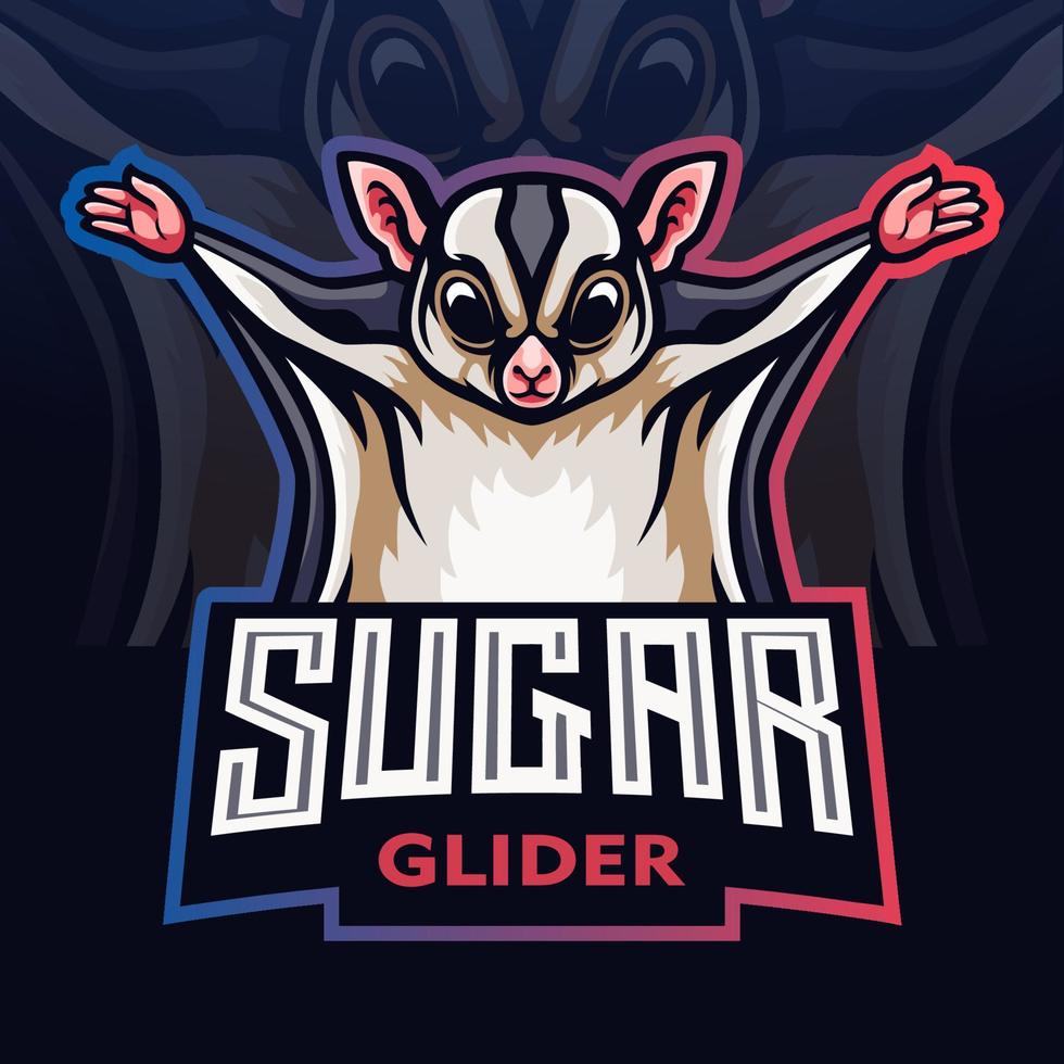 Zuckergleiter-Maskottchen. Esport-Logo-Design vektor