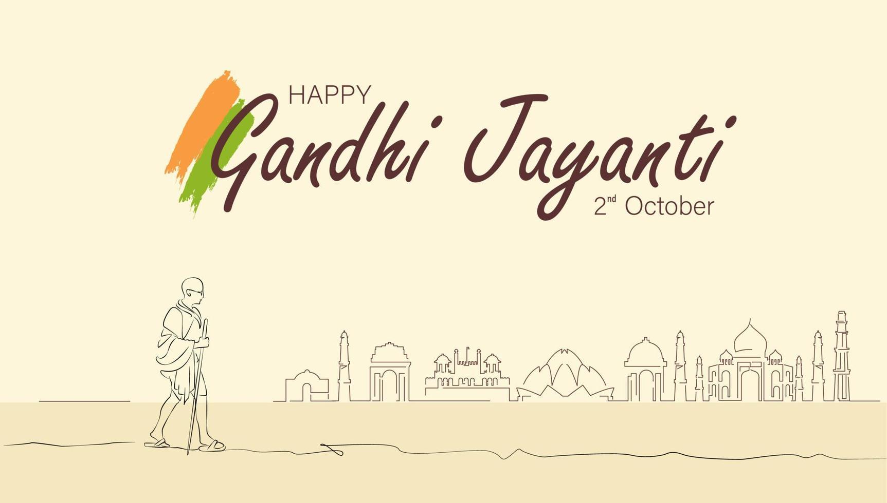 Lycklig gandhi jayanti vektor illustration. mohandas karam chandra gandhi födelsedag.