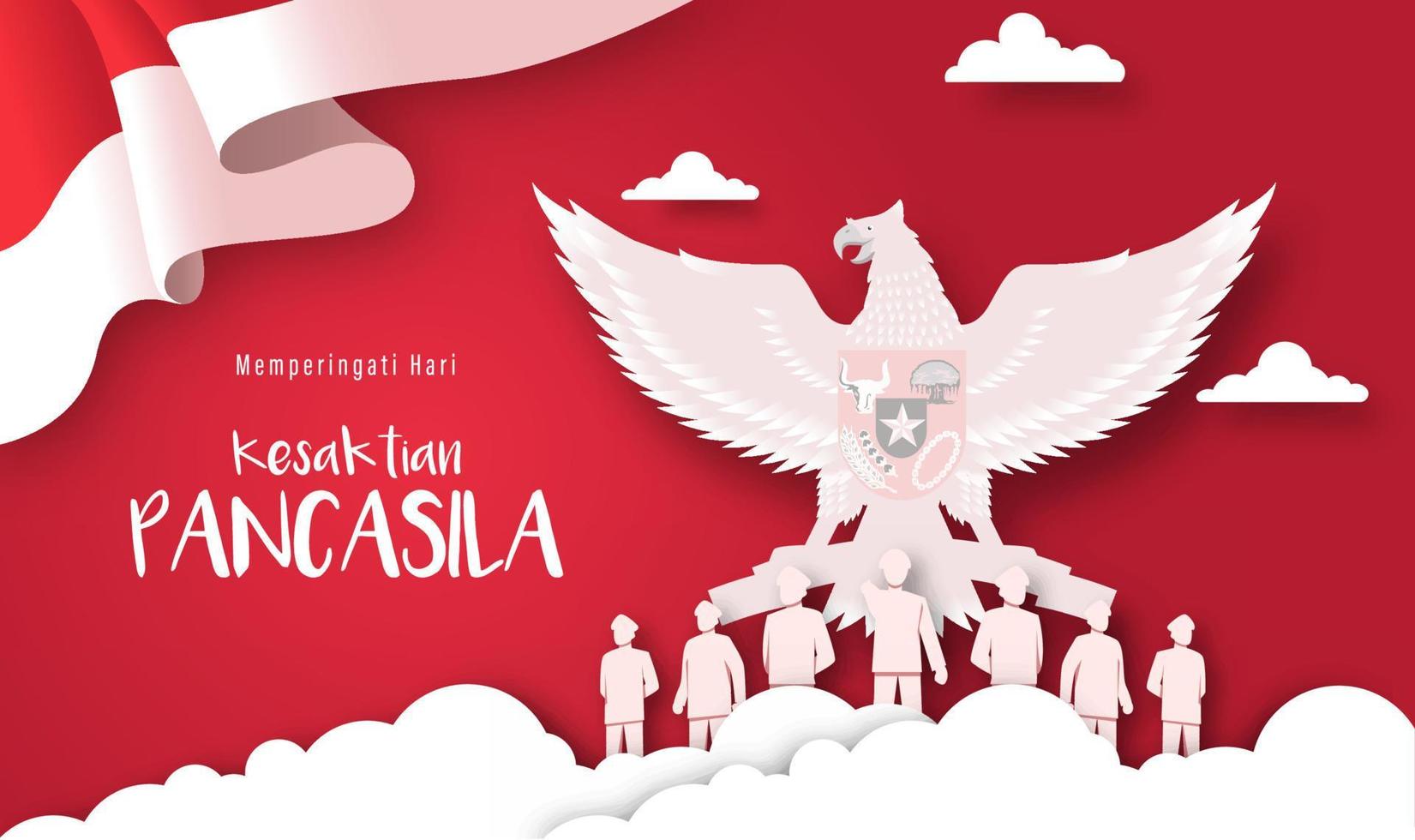 Lycklig pancasila dag. vektor illustration av pancasila firande i indonesien