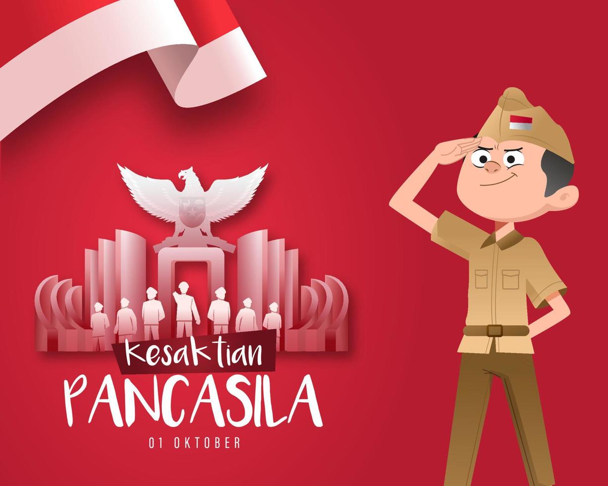 Lycklig pancasila dag. vektor illustration av pancasila firande i indonesien