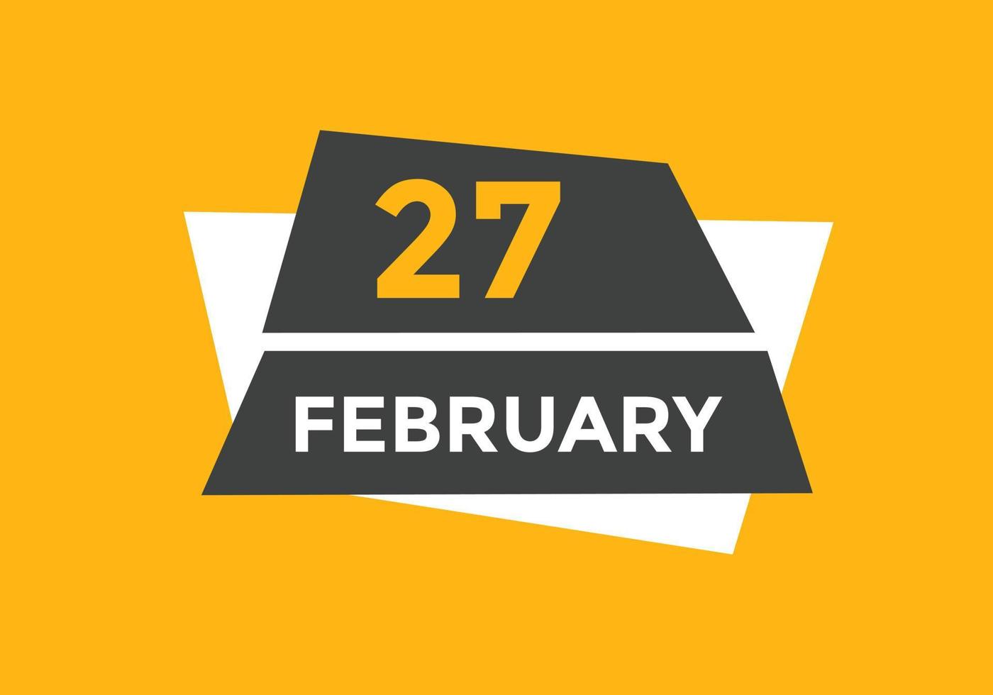 februari 27 kalender påminnelse. 27: e februari dagligen kalender ikon mall. kalender 27: e februari ikon design mall. vektor illustration