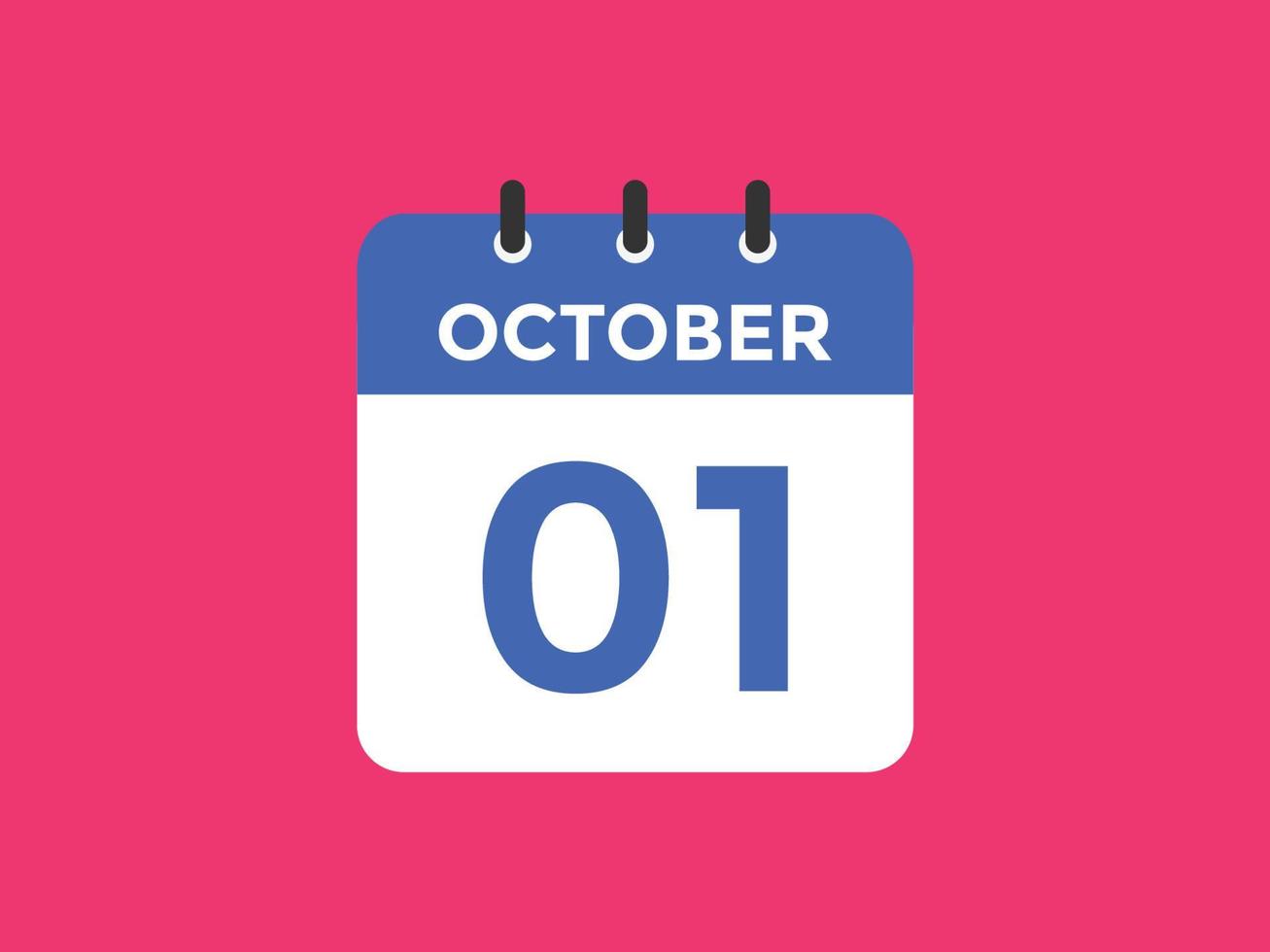 1. oktober kalender erinnerung. 1. oktober tägliche kalendersymbolvorlage. Kalender 1. Oktober Icon Design-Vorlage. Vektor-Illustration vektor