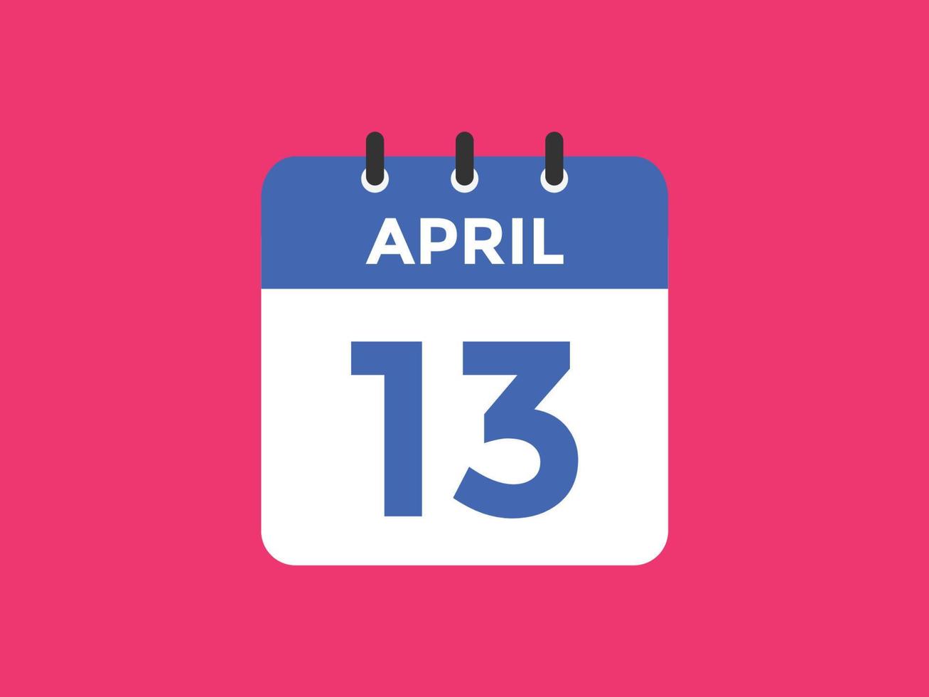 13. April Kalendererinnerung. 13. april tägliche kalendersymbolvorlage. Kalender 13. April Icon-Design-Vorlage. Vektor-Illustration vektor