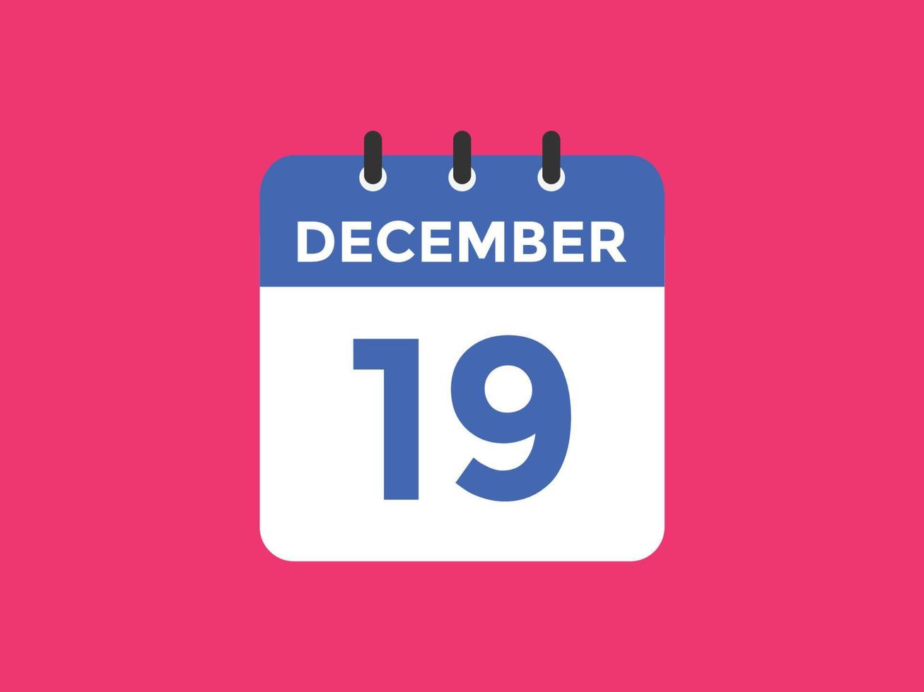 december 19 kalender påminnelse. 19:e december dagligen kalender ikon mall. kalender 19:e december ikon design mall. vektor illustration