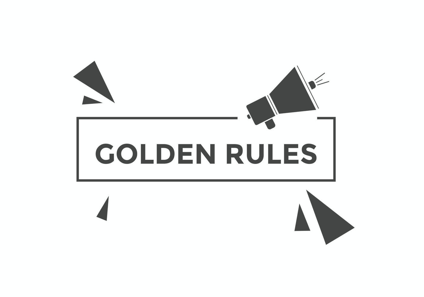 Textschaltfläche für goldene Regeln. Sprechblase der goldenen Regeln. goldene regeln text web template vektorillustration. vektor