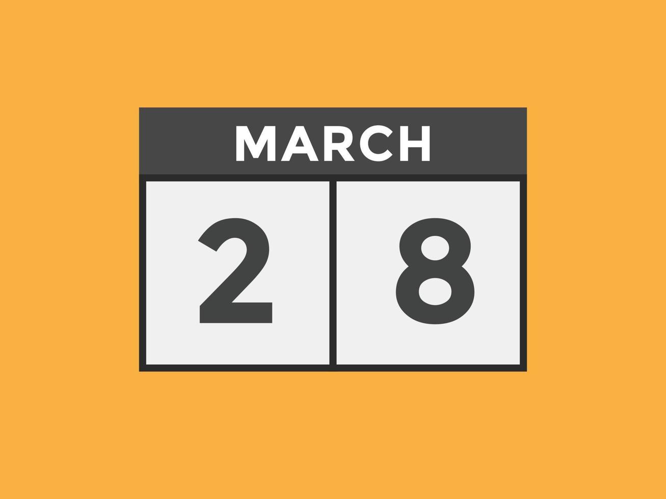 28. März Kalendererinnerung. 28. märz tägliche kalendersymbolvorlage. Kalender 28. März Icon-Design-Vorlage. Vektor-Illustration vektor