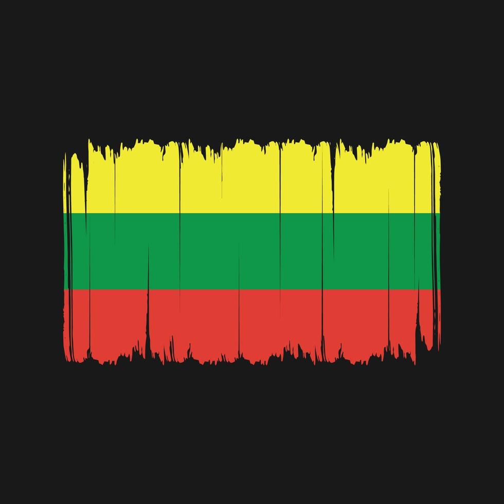 litauiska flaggan penseldrag. National flagga vektor