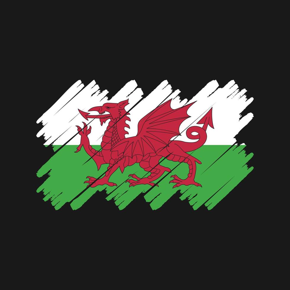 Wales flaggborste. National flagga vektor