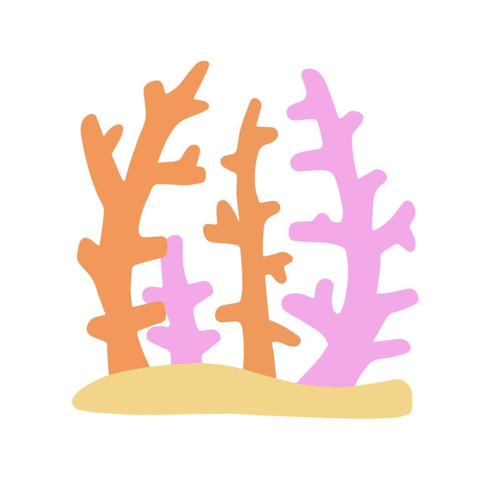 koraller på revet. undervattensväxter. exotiska tropiska undervatten. platt tecknad illustration vektor
