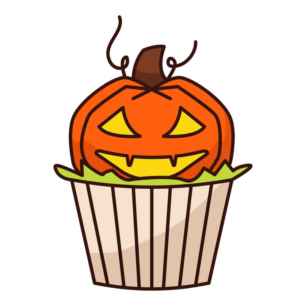 pumpa cupcake. halloween godis. söt pumpa. vektor