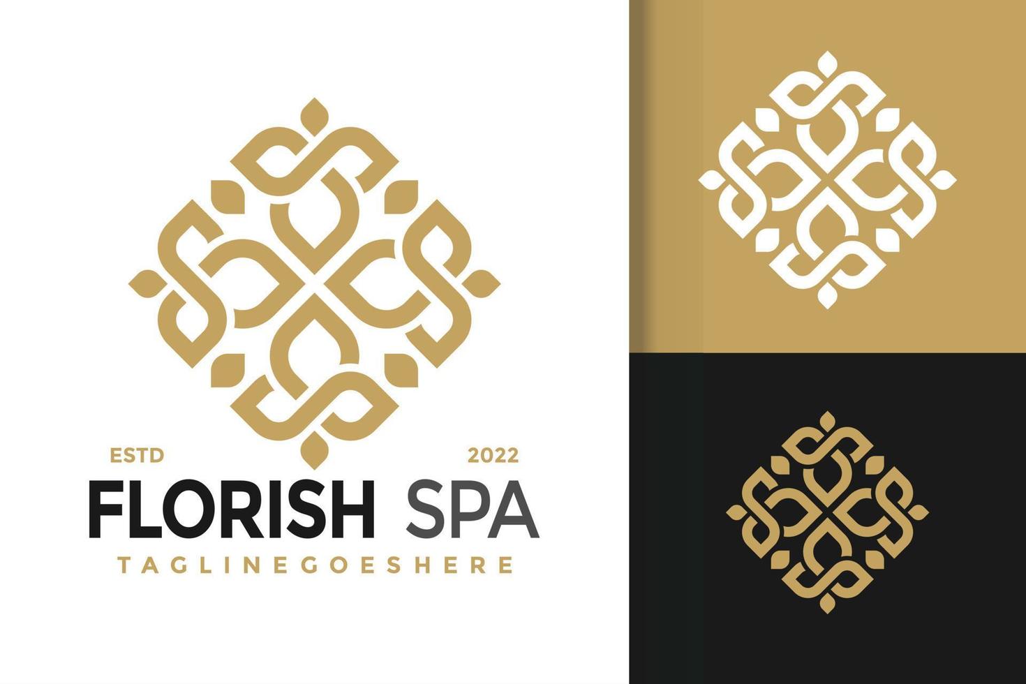 Beauty-Florish-Natur-Spa-Logo-Design, Markenidentitäts-Logos-Vektor, modernes Logo, Logo-Designs-Vektor-Illustrationsvorlage vektor