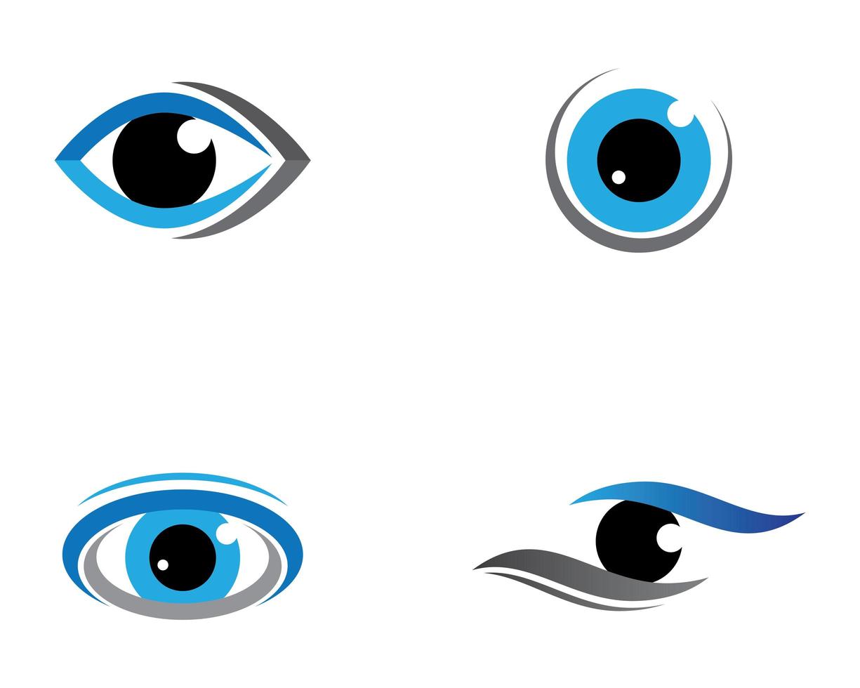 blå öga logotyp set vektor