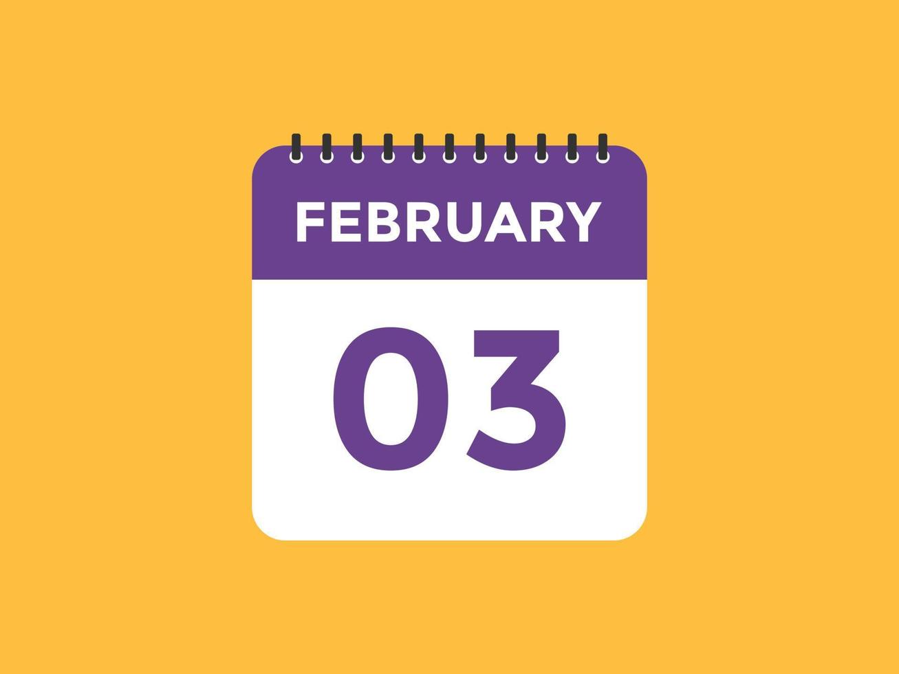 februari 3 kalender påminnelse. 3:e februari dagligen kalender ikon mall. kalender 3:e februari ikon design mall. vektor illustration