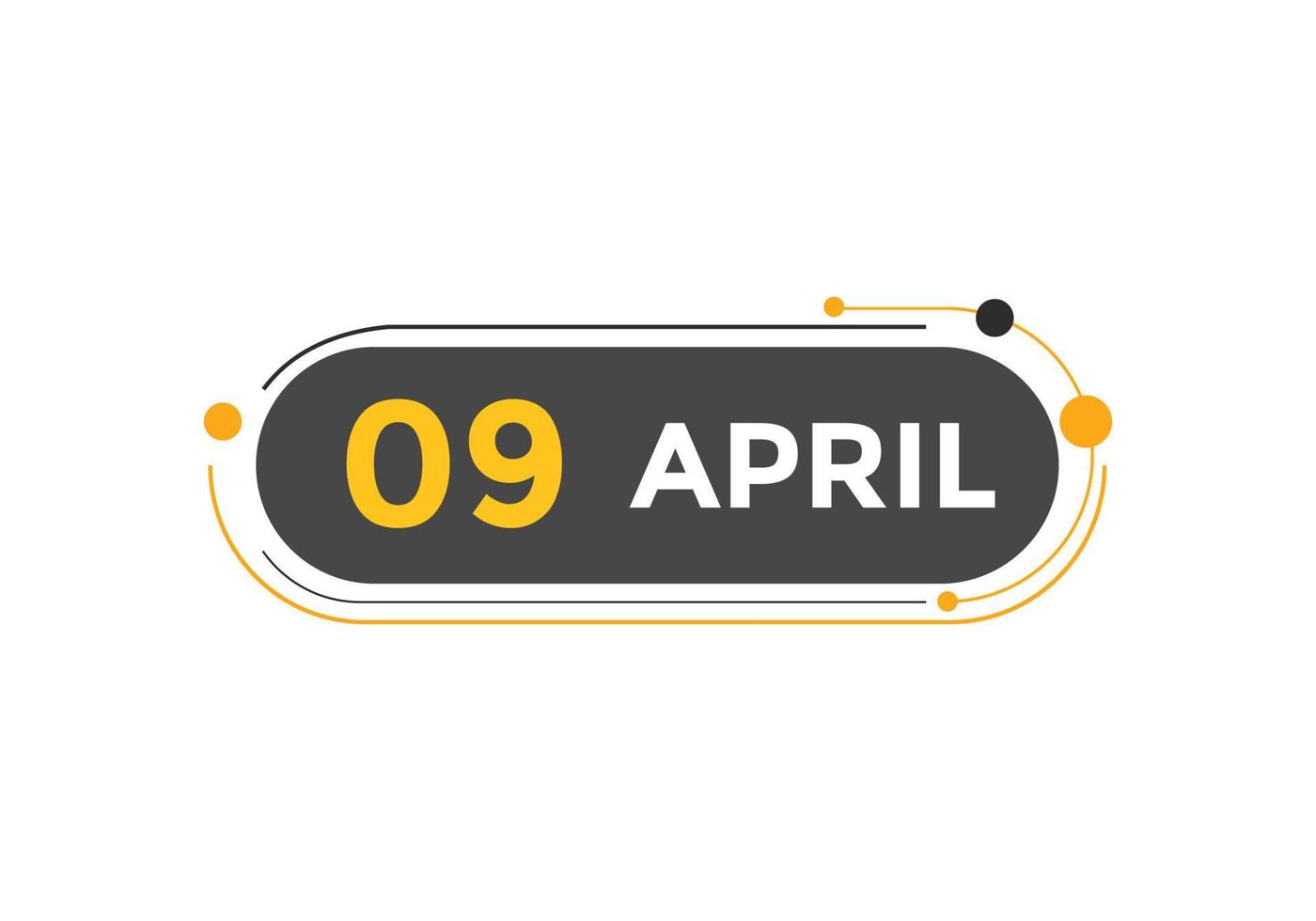 9. April Kalendererinnerung. 9. april tägliche kalendersymbolvorlage. Kalender 9. April Icon-Design-Vorlage. Vektor-Illustration vektor