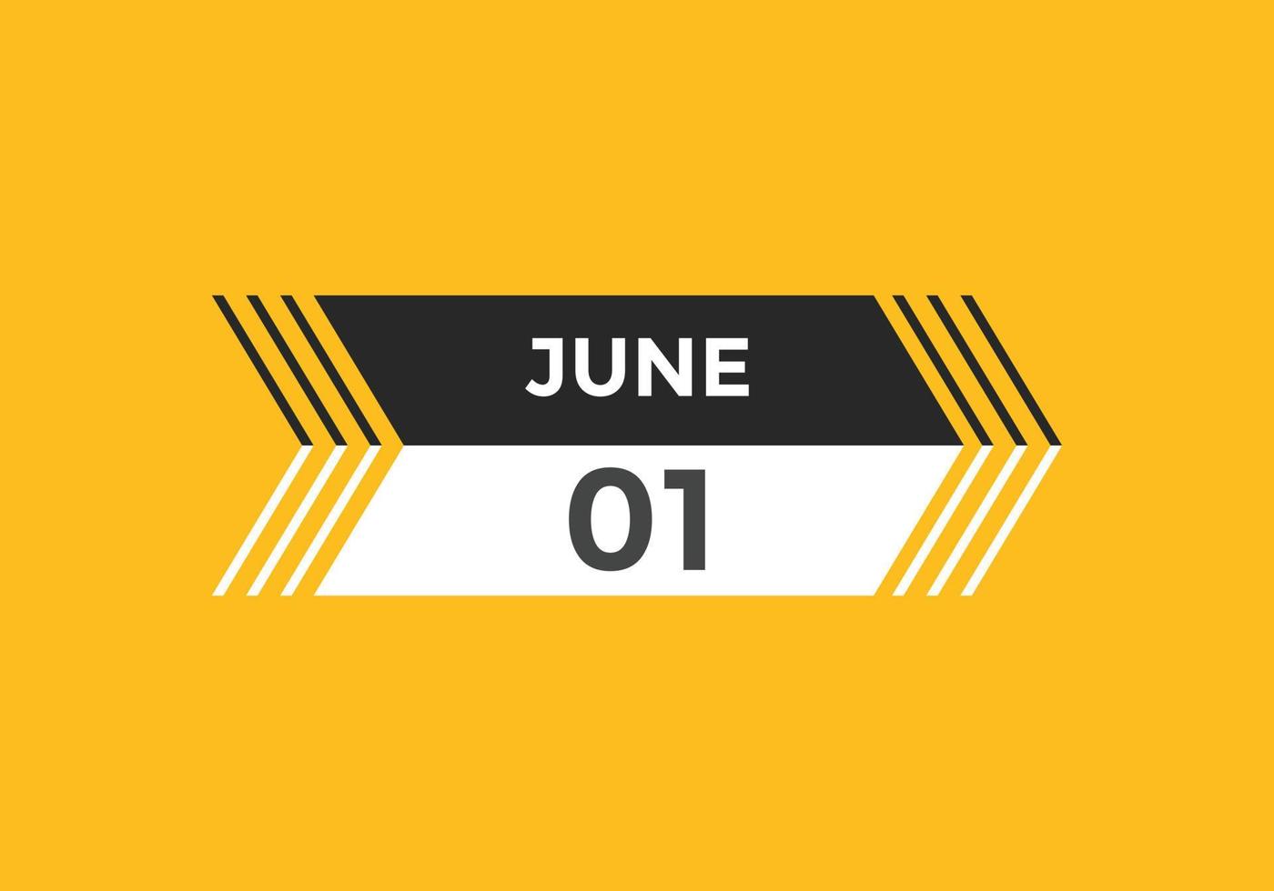 1. juni kalendererinnerung. 1. juni tägliche kalendersymbolvorlage. Kalender 1. Juni Icon-Design-Vorlage. Vektor-Illustration vektor