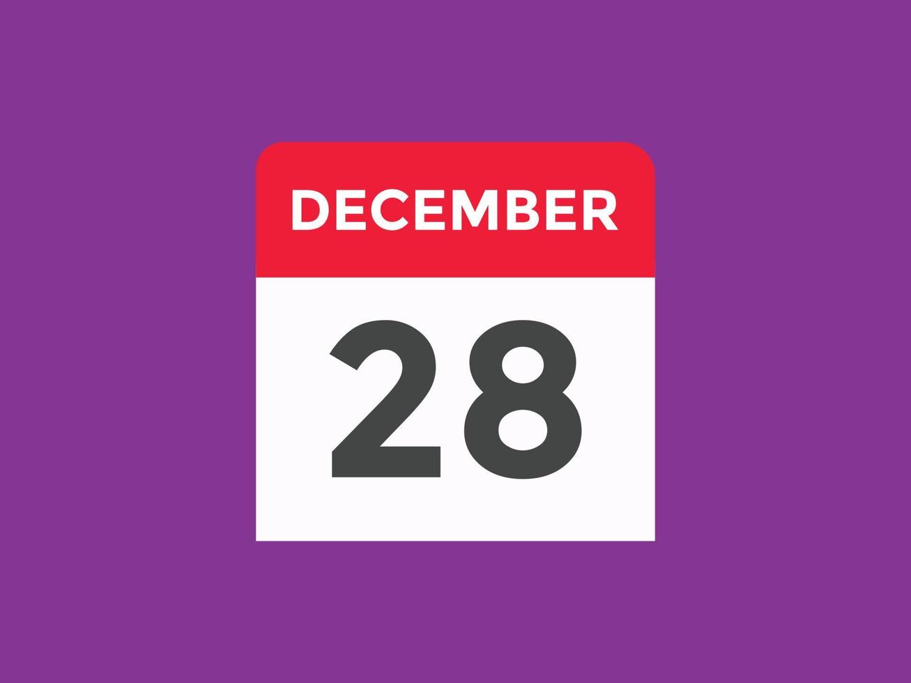 december 28 kalender påminnelse. 28: e december dagligen kalender ikon mall. kalender 28: e december ikon design mall. vektor illustration