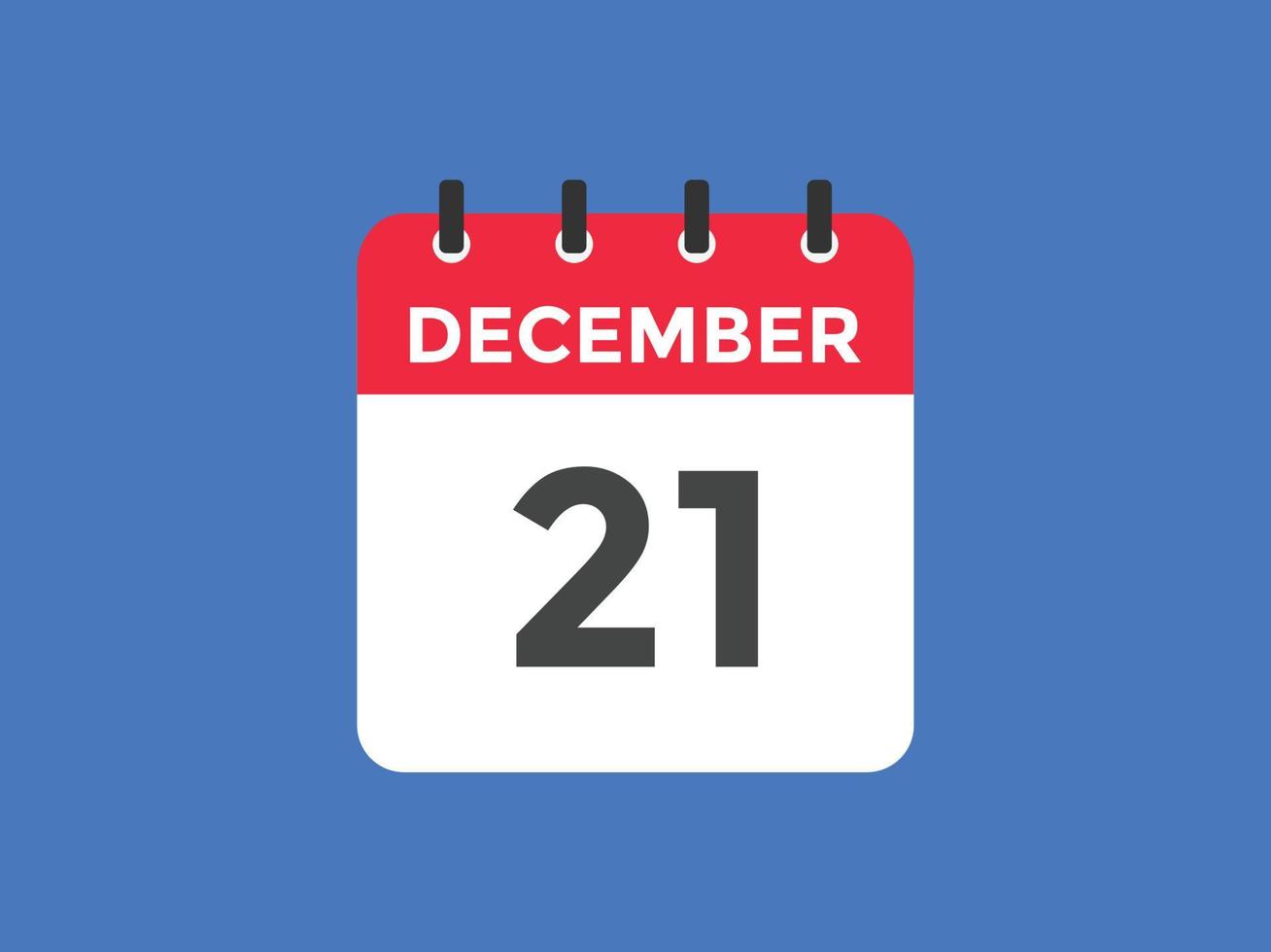 21. dezember kalendererinnerung. 21. dezember tägliche kalendersymbolvorlage. Kalender 21. Dezember Icon-Design-Vorlage. Vektor-Illustration vektor