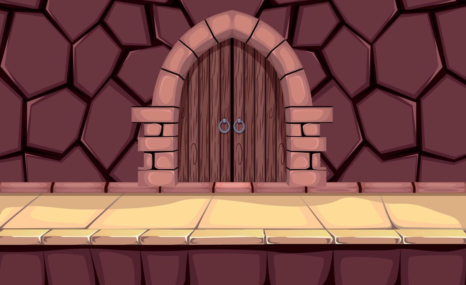 Spielhintergrund Cartoon-Vektor, die Tür zum nächsten Level, Videospiele, Benutzeroberfläche vektor