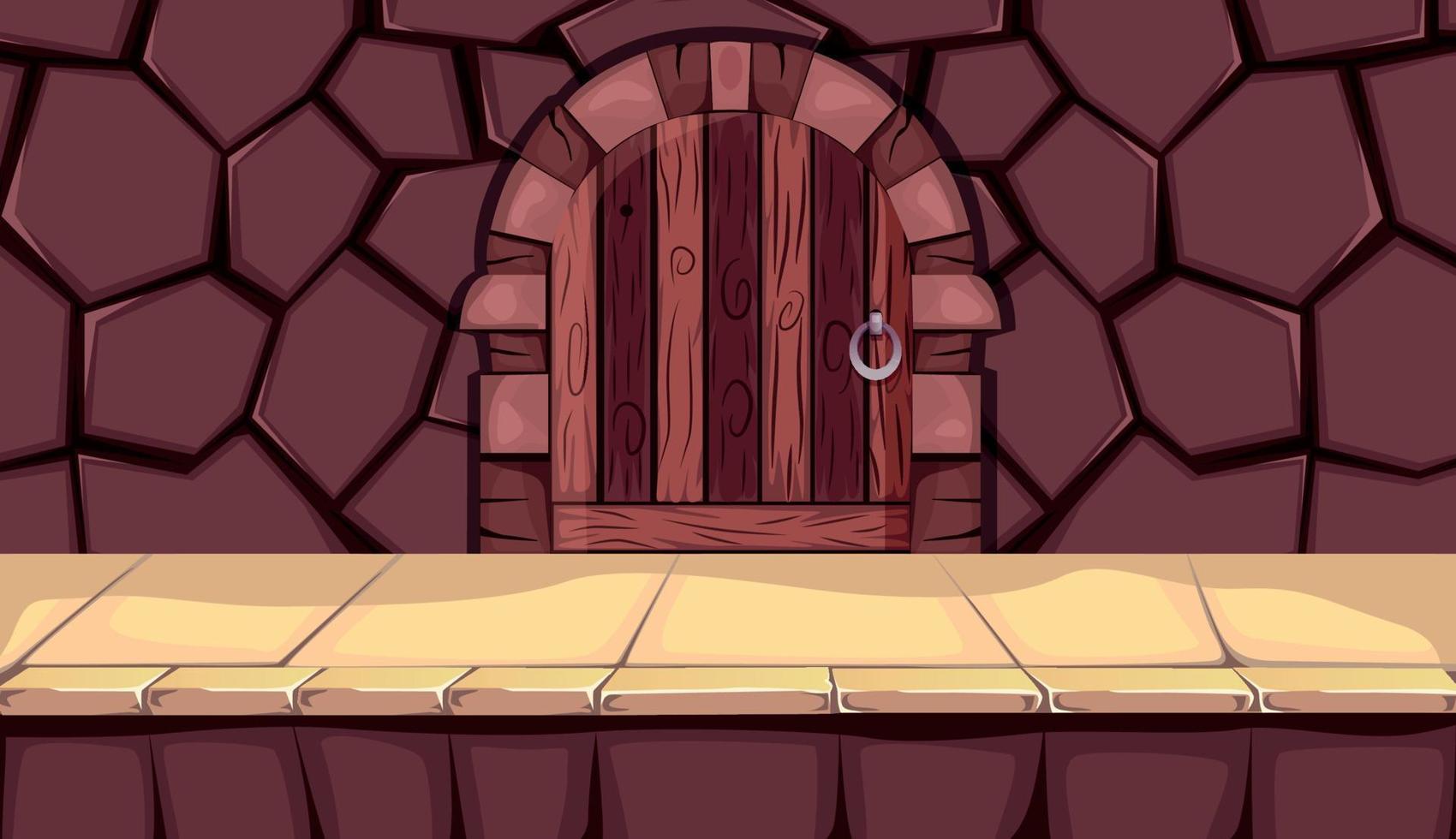 Spielhintergrund Cartoon-Vektor, die Tür zum nächsten Level, Videospiele, Benutzeroberfläche vektor