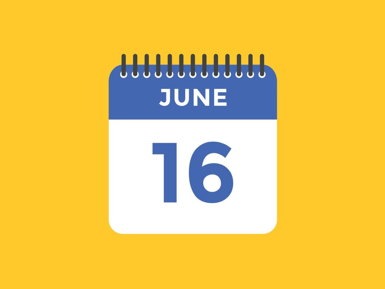 16. Juni Kalendererinnerung. 16. juni tägliche kalendersymbolvorlage. Kalender 16. Juni Icon-Design-Vorlage. Vektor-Illustration vektor