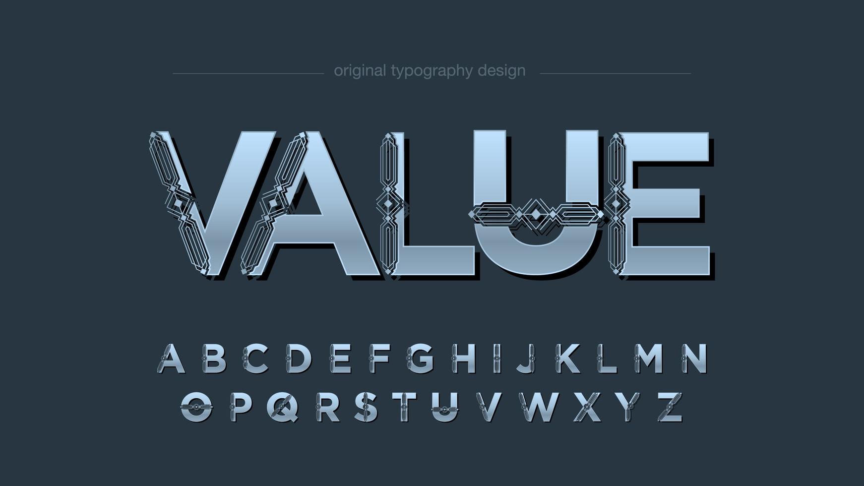 futuristisk dekorativ versal typografi vektor