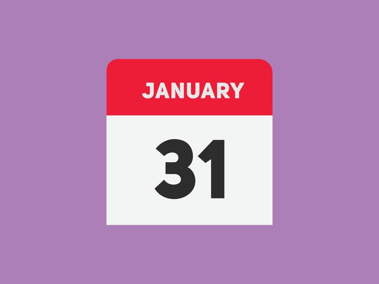 31. januar kalender erinnerung. 31. januar tägliche kalendersymbolvorlage. Kalender 31. Januar Icon-Design-Vorlage. Vektor-Illustration vektor