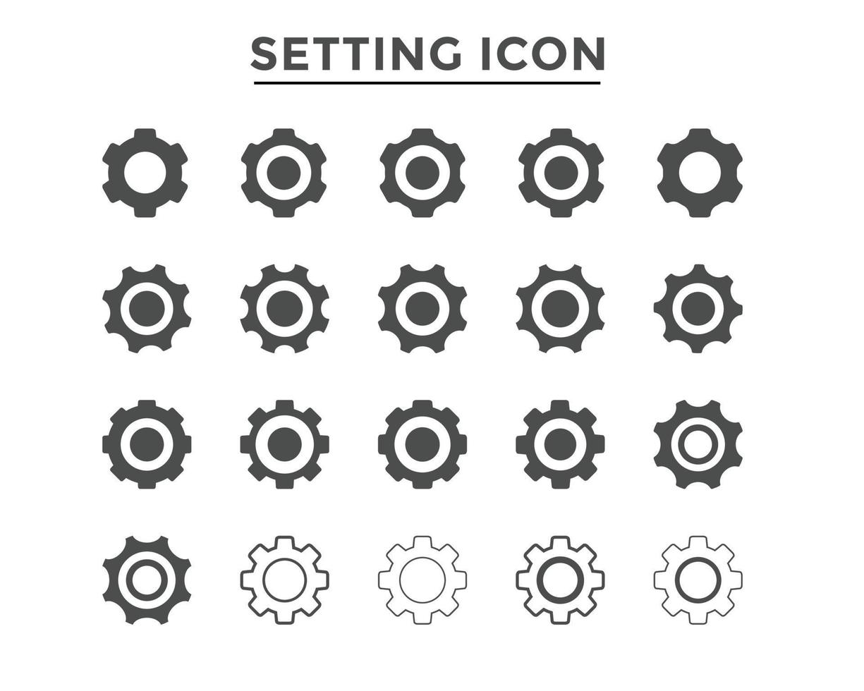 uppsättning av miljö ikon lutning Färg för appar eller webb gränssnitt med knapp. uppsättning av inställningar, redskap, kugge ikon vektor med knapp. tecken platt stil miljö eller redskap