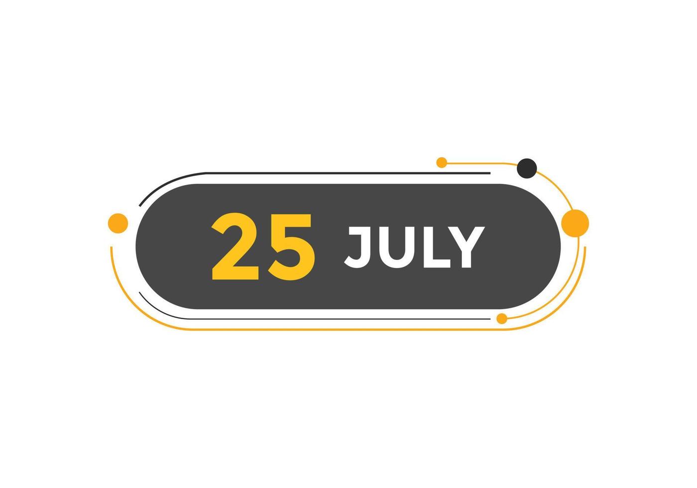 juli 25 kalender påminnelse. 25:e juli dagligen kalender ikon mall. kalender 25:e juli ikon design mall. vektor illustration