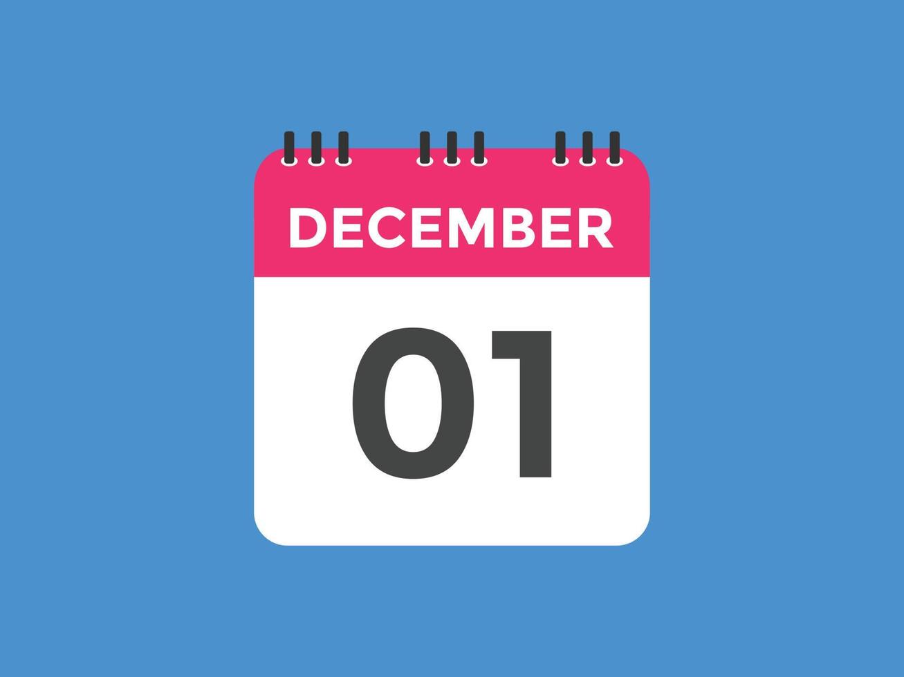 1. dezember kalendererinnerung. 1. dezember tägliche kalendersymbolvorlage. Kalender 1. Dezember Symbol Designvorlage. Vektor-Illustration vektor
