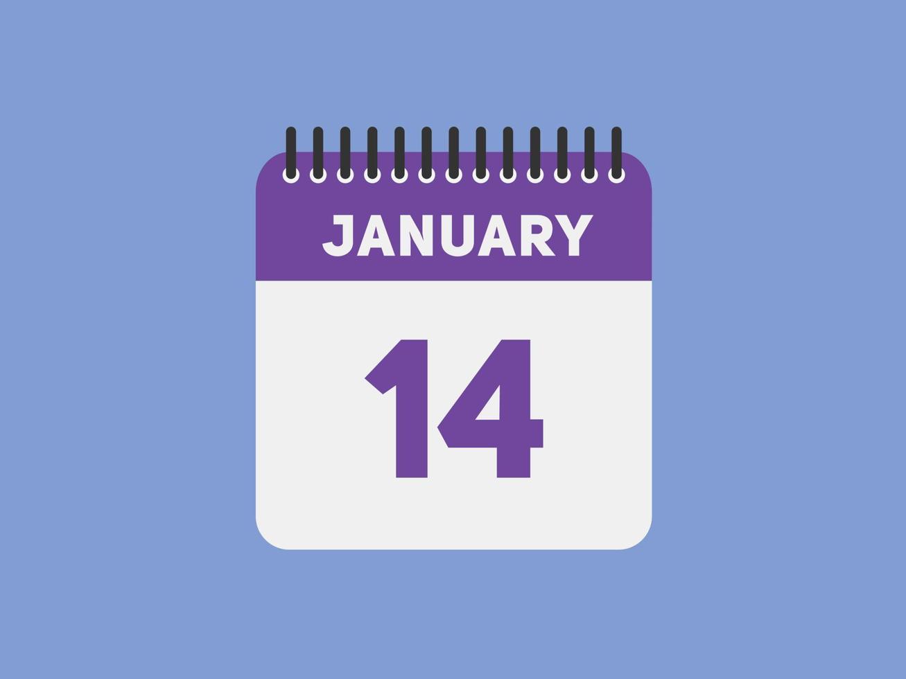 14. januar kalender erinnerung. 14. januar tägliche kalendersymbolvorlage. Kalender 14. Januar Icon-Design-Vorlage. Vektor-Illustration vektor