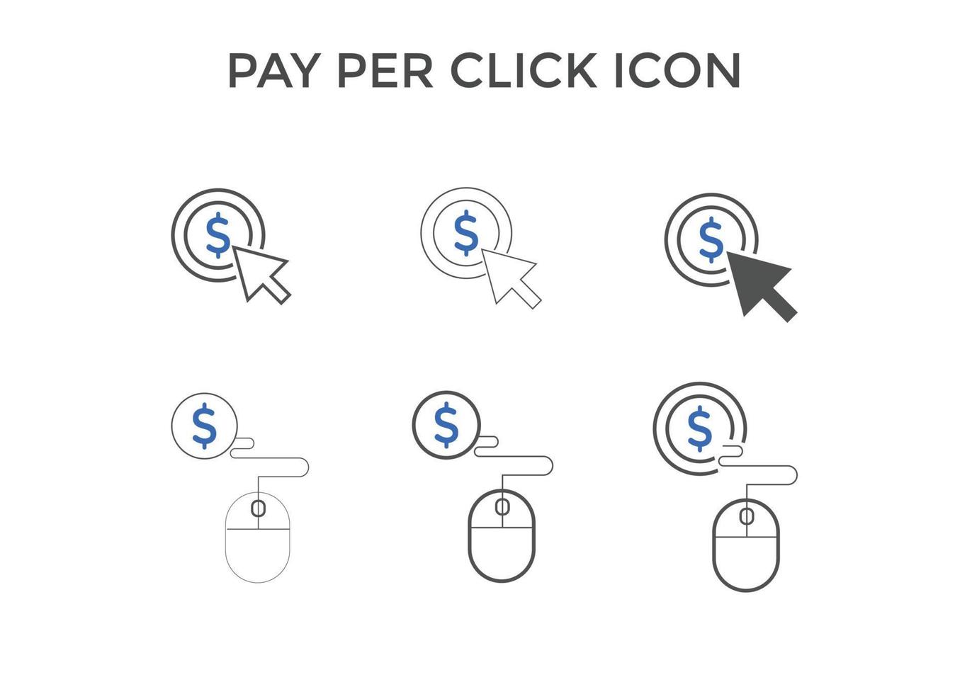 Reihe von Pay-per-Click-Symbolen. konzept für seo, zahlungseinzug und webdesign. ppc-Symbol vektor