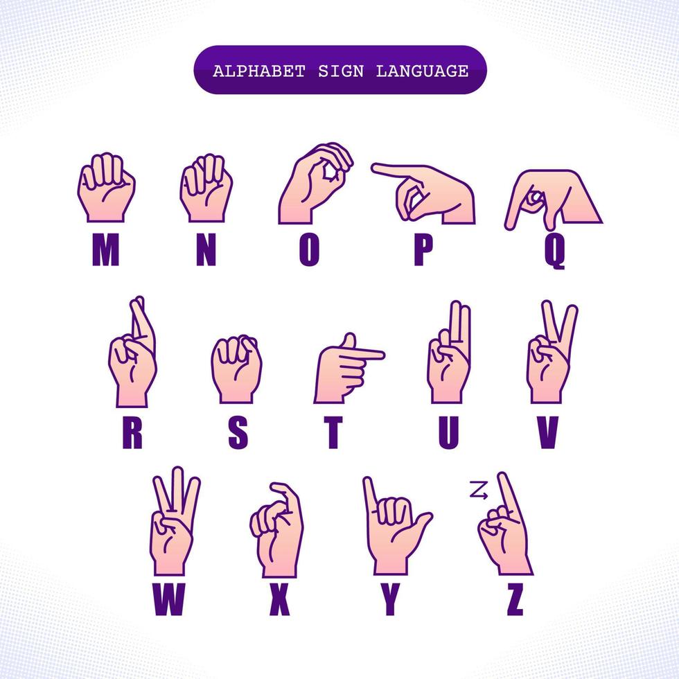 Alphabet Gebärdensprache mz Handzeichen vektor